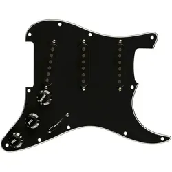 Fender '65 Strat Pre-Wired Pickguard Black - Gitarren- & Bass-Zubehör mit Vintage-Sound, einfach zu installieren und sorgt für störungsfreien Klang in jeder Position.