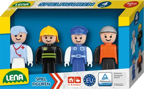 Lena 04490 Police 4 - vollbewegliche Figuren für TRUXX Fahrzeuge, ideal für drinnen und draußen, TÜV zertifiziert und kindgerecht