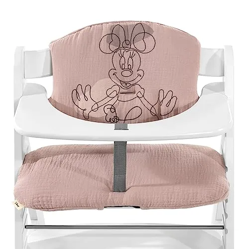 hauck Sitzkissen für Alpha+, Beta+ & Arketa Holzhochstuhl Highchair Pad Select, Anti-Rutsch Noppen, Doppelte Polsterung an Rückenlehne, Einfache Befestigung am Kinderstuhl (Minnie Mouse Rose)