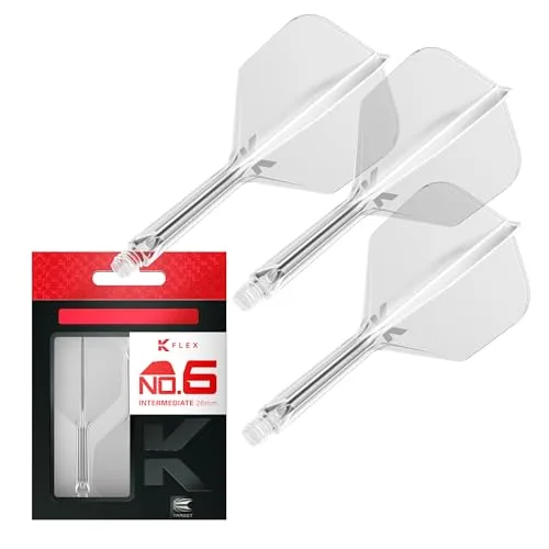 Target Darts K Flex Integrated Dart Flights and Shafts, Nr.6 Klar (Intermediate) | 3er Pack K-Flex - No6, Kflex All In One Moulded Dart Flight & Stem | Professionelles Dart Zubehör
