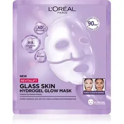 L’Oréal Paris Revitalift Filler Glass Skin Hydrogel-Maske 25 g - Tuchmaske für Damen, 25 g, zur intensiven Hautpflege. Verwöhnt die Haut, spendet Feuchtigkeit und verbessert das Hautbild sofort. Ideal zur Ergänzung Ihrer Pflegeroutine.