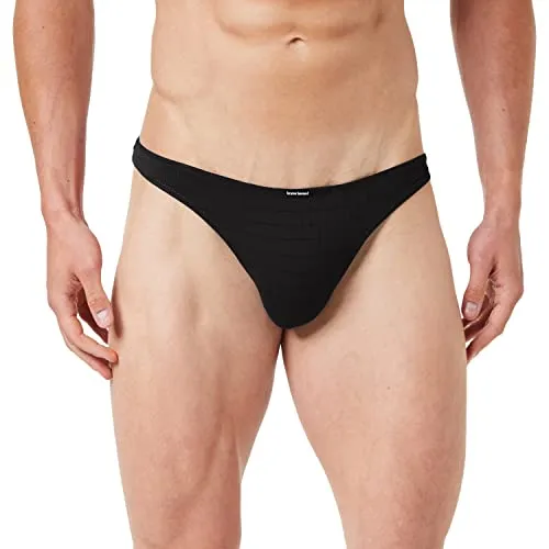 Bruno Banani Herren String Check Line 2.0 Tanga, per Pack Schwarz (Schwarz Karo 125), Medium (Herstellergröße: M)