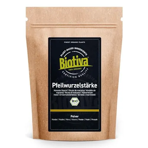 Pfeilwurzel Stärke Bio 1kg - aus der Pfeilwurz - glutenfrei - Maranta arundinacea - 100% naturrein - veganes Bindemittel und Gelatineersatz - zertifiziert und abgefüllt in Deutschland - Biotiva