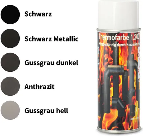 Ofenfarbe 1200 °C Spezial Ofenlack Thermofarbe Ofenspray Kaminfarbe Beschichtung Gussgrau dunkel