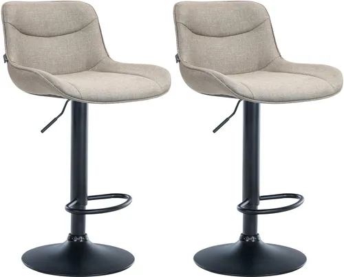 CLP 2er Set Barhocker Vonore Stoff - Höhenverstellbar und drehbar - Barhocker mit stufenloser Höhenverstellung und 360° Drehfunktion, ideal für flexibles Sitzen. Robustes Metallgestell und integrierte Fußstütze sorgen für hohen Komfort und Stabilität.