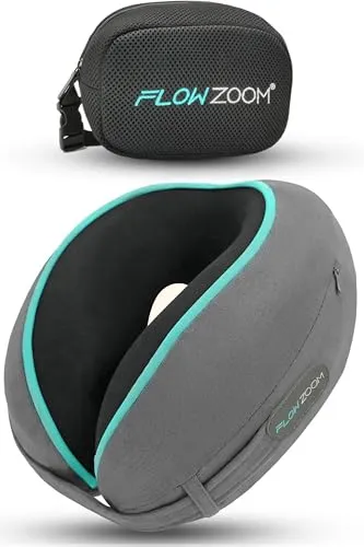 FLOWZOOM Dream Pro - Nackenkissen mit seitlicher Unterstützung - Reisekissen aus Memoryschaum mit einstellbarem Klettverschluss für optimalen Komfort. Die erhöhte Seitenstütze sorgt für eine natürliche Kopfposition. Inklusive praktischer Transporttasche und Geschenkverpackung.