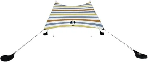 Neso Tents Grande Beach Tent, 7ft Tall, 9 x 9ft, Reinforced Corners and Cooler Pocket (Vintage Stripes)
