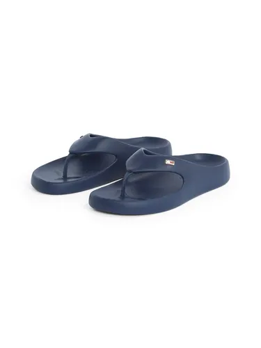 Zehentrenner TOMMY HILFIGER "TH COMFORT BEACH SANDAL", Damen, Gr. 39/40, blau (dunkelblau), Synthetik, modisch, Schuhe, Dianette, Sommerschuh, Bequemschuh mit kleiner Logostickerei
