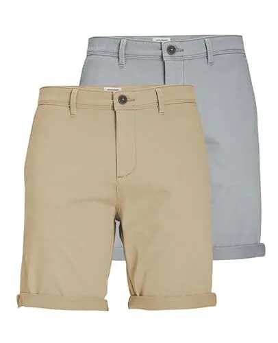 JACK & JONES Herren Chino Shorts Regular Fit 12281875 ,2er Pack (Ultimate Grey / Crockery) ,S
