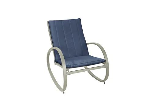 SVITA Gartenstuhl EIBY DELUXE - Gepolsterter Schaukelstuhl in Blau/Hellgrau - Stühle für den Außenbereich, wippbar und wasserabweisend, ideal für entspannte Stunden im Garten oder auf der Terrasse.