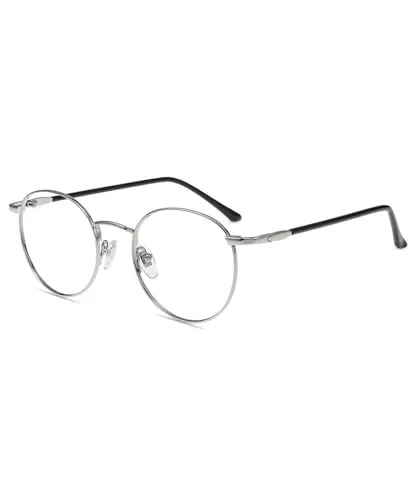 Firmoo Lesebrille mit Sehstärke 2.50x Lesehilfe mit Blaulichtfilter Sehhilfe Lesebrille für Damen Herren Augenoptik Brille （Silber