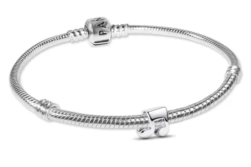 PANDORA Damenarmband Silber Starter-Set mit Mini Musiknote Charm 21496-18, 18 cm - Elegantes Damenarmband aus poliertem 925 Sterlingsilber mit filigraner Schlangenkette. Das Starter-Set enthält einen charmanten Musiknote-Bead für individuelle Schmuckgestaltung. Clip-Verschluss sorgt für sicheren Halt und einfache Handhabung.