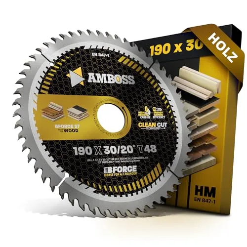 HM Kreissägeblatt 190x30 - 20 Z48 Wechselzahn für Akku Holz, optimales Feinschnitt-Sägeblatt für präzise Schnitte in Edelhölzern und Furnieren