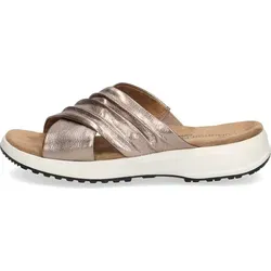 Caprice Damen Pantolette 9-27206-28, Komfortweite G, Metallic Braun - Stylische Pantoletten aus hochwertigem Leder mit raffiniertem gerafftem Detail und Climotion Technologie für besonderen Komfort. Ideal für warme Sommertage!