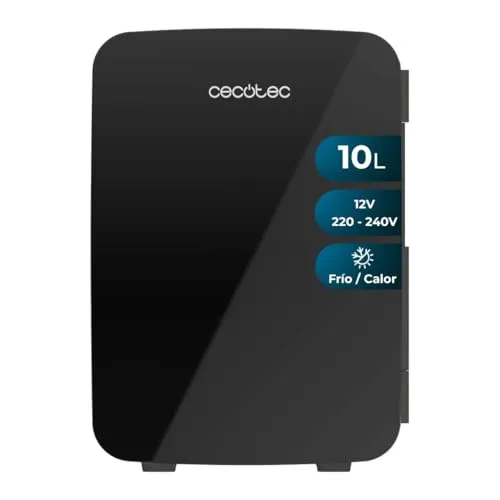 Cecotec Mini-Kühlschrank Bolero MiniCooling Bahamas Black, 10 l - Mini-Kühlschrank für unterwegs: 10 l Kapazität, Kühl- und Heizfunktion von 7 bis 65 °C, ideal für Autos und Wohnmobile, leicht zu transportieren.