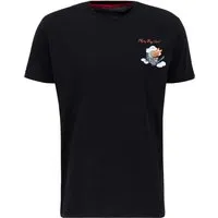 Flying Buzz Small Logo T-Shirt von Alpha Industries - Hochwertiges T-Shirt mit einzigartigem Flying Buzz Print. Bequemer Regular Fit und weiche Baumwolle sorgen für Komfort. Ideal kombinierbar und langlebig dank doppelter Naht.