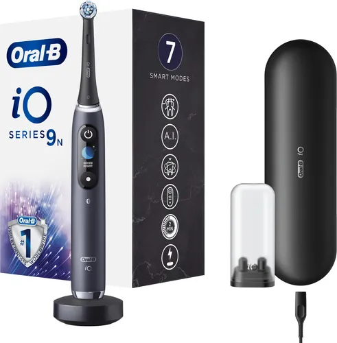 Oral-B iO Series 9n Elektrische Zahnbürste - Elektrische Zahnbürste mit KI-gestütztem Smart Pressure Sensor für optimale Mundpflege und personalisierte Putzprogramme.