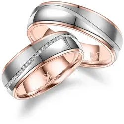 MARRYA Verlobungsring Edelstahl Ringe Trauringe Eheringe Partnerringe rosa|silberfarben 66