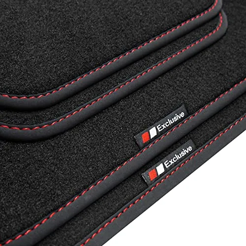 tuning-art BEF930 Fußmatten passend für Mitsubishi Outlander PHEV 2013-09/2018, Naht:Rot