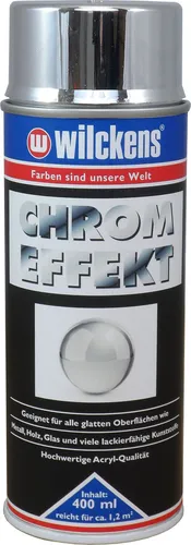Wilckens Chrom Effekt Spray 400 ml - Hochglänzendes Deko-Spray für Innenräume, ideal für Glas, Holz, Keramik und Metall. Trocknet in 24 Stunden für ein perfektes Finish.