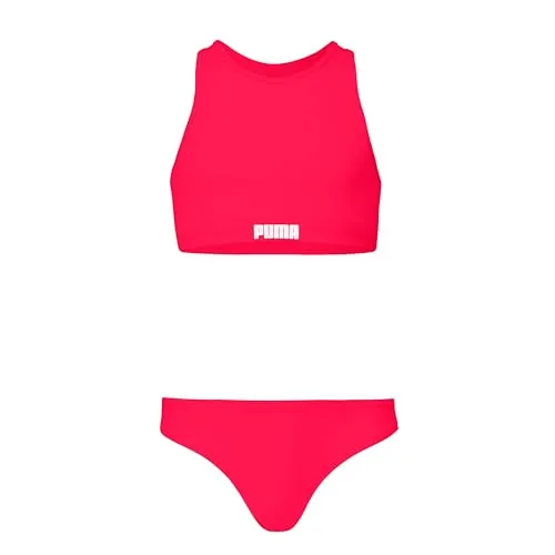 PUMA Bustier-Bikini Set (2-teilig) mit Racerback-Passform in rot - Modischer Bademode-Bikini in rose red, Größe 164. Verstellbare Träger und elastisches Material sorgen für optimalen Tragekomfort.