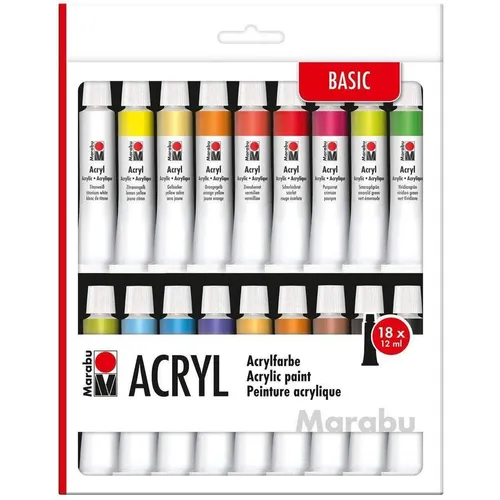 Marabu Acrylfarben Set, 18 x 12 ml Tuben