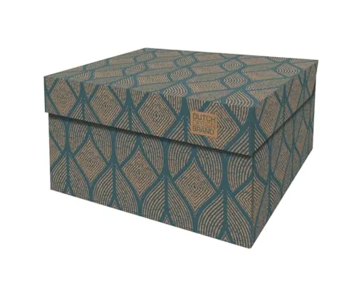 DDB Dutch Design Brand Aufbewahrungsbox mit Deckel – Stilvolle Aufbewahrungslösung in Cordoba Petrol - Elegante Aufbewahrungsbox aus hochwertigem, recycelbarem Karton. Ideal für die Organisation von Erinnerungsstücken oder Büromaterial, mit praktischem Deckel und ansprechendem Design. Maße: 38,9 x 31,8 x 21,1 cm.
