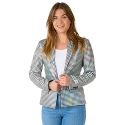 Opposuits Kostüm Discoballer Blazer für Damen - Kostüme – Funkelnder silberfarbener Blazer mit Spiegel-Design, perfekt für Partys und besondere Anlässe!