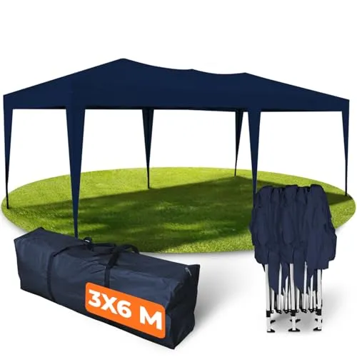 Kronenburg Faltpavillon wasserdicht Pavillon, Gartenzelt, 3x6 m - mit UV Schutz 50+, Blau