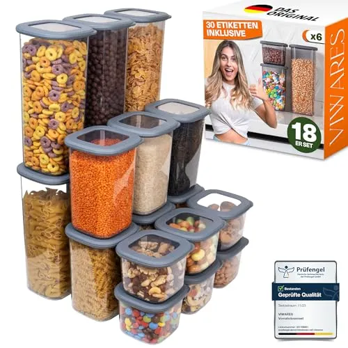 Viwares Vorratsdosen Set, 18er BPA-frei und luftdicht - Vorratsdosen-Sets für eine perfekt organisierte Küche. Diese stapelbaren, spülmaschinenfesten Dosen halten Lebensmittel frisch und sind ideal für die stilvolle Aufbewahrung.