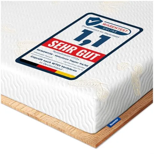 Newentor® Matratzen Topper 180x200cm H4 H5, Matratzentopper 180x200 Schlafsofa Bett Gelschaum, Mattress Topper 180x200 Boxspringbett Öko-Tex Zertifiziert Gel Bezug Kaltschaum 7CM Höhe