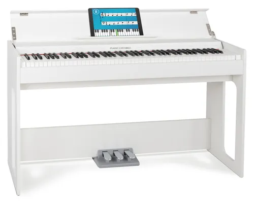 Classic Cantabile DP-S1 WM E-Piano Weiß matt - Keyboards mit 88 gewichteten Tasten, Hammermechanik und 10 Klängen, ideal für anspruchsvolle Pianisten, schlankes Design und vielseitige Funktionen.