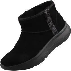 Skechers On-the-Go Encore Fireside Damen Stiefelette Schwarz - Wanderschuhe mit schmutz- und wasserabweisendem Veloursleder, warmem Teddyfleece und atmungsaktiver Air-Cooled Goga Mat™-Innensohle für höchsten Komfort.