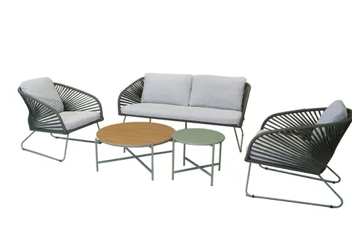 casa NOVA Lounge-Set PEACOCK - Gartenset für stilvolle Entspannung - Gartenmöbel-Set in elegantem Grün, bestehend aus zwei Einzelsitzern und einem Zweisitzer, ideal für gemütliche Stunden im Freien. Wetterfest und pflegeleicht.