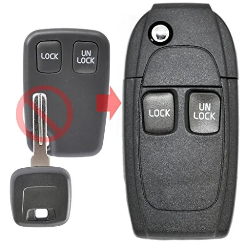 Volvo Schlüsselgehäuse mit Klappmechanismus - Schlüsselgehäuse für Volvo S40, V40, S70, C70, V70 – ideal für den Umbau mit 2 Tasten und NE66 Rohling, perfekt für eine individuelle Anpassung!