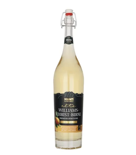 Alte Williams-Christ-Birne 0,5 l - Entdecken Sie die Alte Williams-Christ-Birne in der eleganten Bügelverschluss-Flasche. Veredelt im Holzfass, ideal für besondere Anlässe. Schneller und sicherer Versand!
