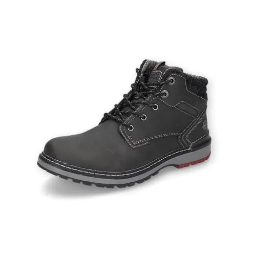 Dockers by Gerli Herren Combat Boots – Schwarze Schnürstiefel für den Alltag - Stiefeletten aus hochwertigem Polyurethan mit robuster PU-Laufsohle. Ideal für den Übergang, bieten diese Boots Komfort und Stil in jedem Schritt.