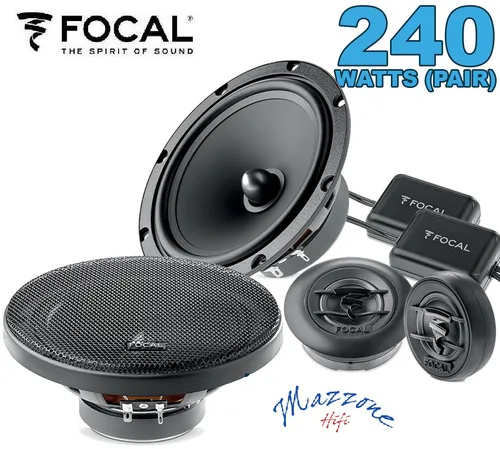 Focal Set ASE-165 Woofer Tweeter Crossover - Car-HiFi-Lautsprecher Set mit 240W Sinusleistung, ideal für hochwertigen Klang im Auto - inklusive Crossover und Grills für einfache Installation.