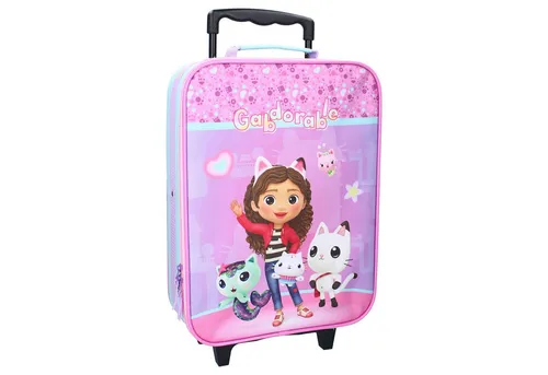 Vadobag Trolley mit Gabby’s Dollhouse-Motiv - Koffer für kleine Reisefans, geräumig mit doppeltem Reißverschluss und leichtgängigen Rollen für müheloses Ziehen.