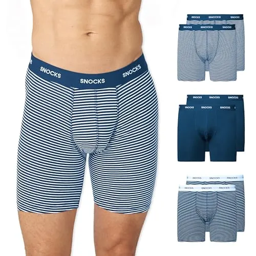 Snocks Lange Boxershorts Herren aus Bio-Baumwolle (6er Pack) - Atmungsaktiv und Komfortabel - 6er Pack Lange Boxershorts aus 95% Bio-Baumwolle, ideal für Sport und Alltag. Komfortabler, elastischer Bund ohne juckende Etiketten sorgt für maximale Bewegungsfreiheit und perfekten Sitz.