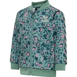 hummel hmlOLYMPIA ZIP JACKET - MINERAL BLUE - 56 - Die hmlOLYMPIA Zipjacke aus weichem Baumwoll-Interlock bietet hohen Tragekomfort und einen stylischen Allover-Print. Mit praktischem Reißverschluss und zwei Taschen ist sie ideal für den Alltag.