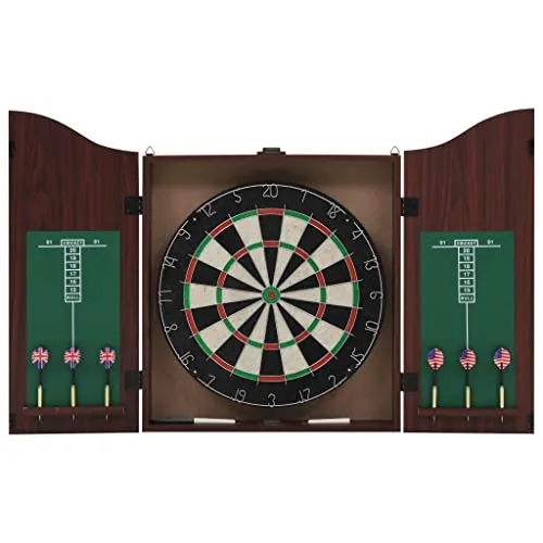 vidaXL Dartscheibe Schrank 6 Dartpfeilen Dartboard Dart Dartspiel Steeldart