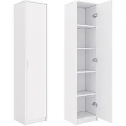 Bücherregal Kleiderschrank Regal weiß 40cm breit 180cm hoch - Kleiderschrank mit 4 verstellbaren Einlegeböden, ideal für vielseitige Nutzung im Büro, Flur oder Schlafzimmer, aus hochwertigem, langlebigem Holzwerkstoff gefertigt.