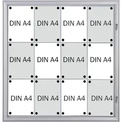 FRANKEN Schaukasten Security silber 12x DIN A4 - Vielseitiger Schaukasten für Innen- und geschützte Außenbereiche, ideal zur Informationspräsentation. Mit stabiler Frontscheibe und Montagematerial für einfache Wandbefestigung.