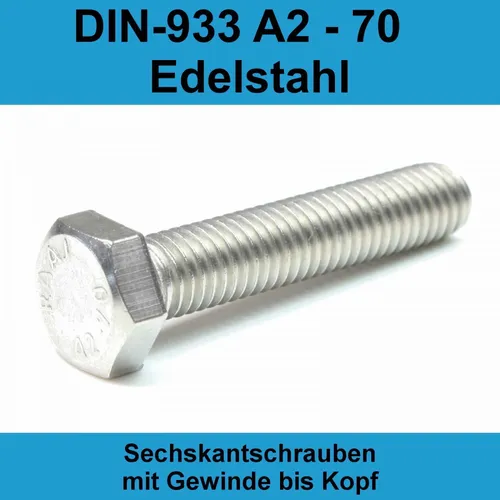 STÜCK M8 x 16mm Sechskantschraube DIN 933 ISO 4017 Edelstahl A2 Vollgewinde 10