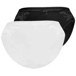 Sassa Slip Classic Lace (2er Pack) mit floraler Spitze schwarz|weiß 40