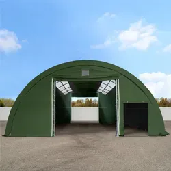 TOOLPORT Highlander 9,15x20m Rundbogenhalle - Dunkelgrün mit Statik - Stabile Rundbogenhalle (9,15x20m) aus reißfester PVC-Plane für vielseitige Anwendungen in Gewerbe und Landwirtschaft. Flexibel einsetzbar, wasserdicht und mit geprüfter Statik für höchste Sicherheit.