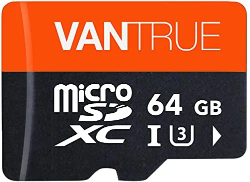 VANTRUE 64GB microSD Speicherkarte, UHS-I U3 4K, inkl. Adapter, Kompatibel mit Dashcam, Smartphone, Tablet, Action Camera und Überwachung Kamera (64G)