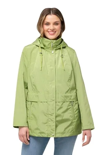 Ulla Popken Funktionsjacke HYPRAR Windbreaker-Jacke - Modische Funktionsjacke in grau/grün, wasserabweisend und mit Kapuze, ideal für aktive Tage im Freien.