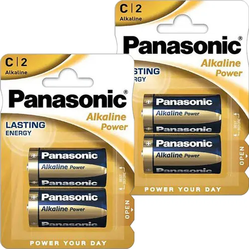 Panasonic Alkaline Power Batterien C LR14 4 Stück langlebig leistungsstark